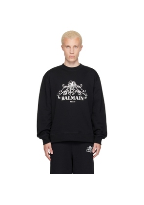 BALMAIN Black Printed 'Balmain Vine' Sweatshirt
