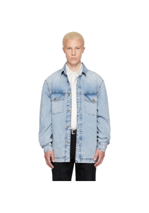 BALMAIN Blue Faded Denim Shirt
