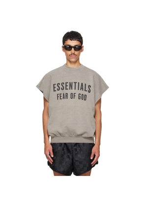 Fear of God ESSENTIALS Gray Relaxed Fleece Cutoff Sweatshirt