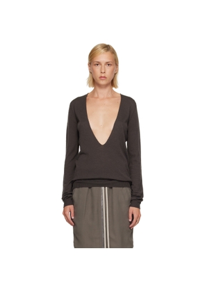 Rick Owens Gray Tower Extreme V-Neck Sweater