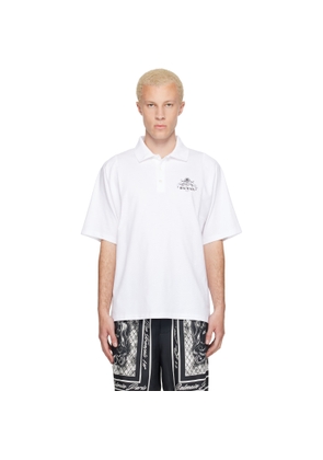BALMAIN White Printed 'Balmain Vine' Polo