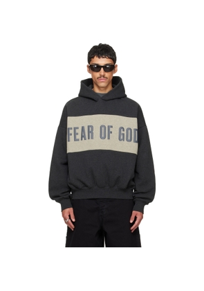 Fear of God ESSENTIALS Gray Cropped Relaxed Paneled Hoodie