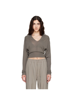 Rick Owens Taupe Tower V Cropped Sweater