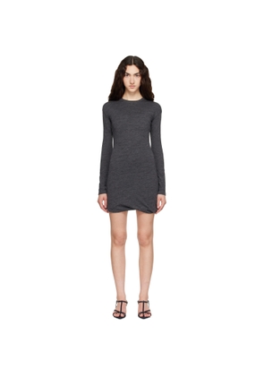 Jil Sander Gray Long Sleeves Crew Neck Double Layer Minidress