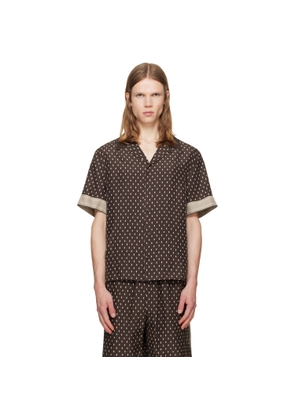 Ferragamo Brown Habotai Silk Shirt