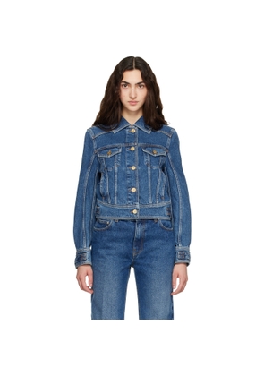 BALMAIN Blue Cropped Denim Jacket