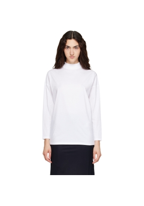 Jil Sander White Long Sleeves Mock Neck Boxy Fit T-shirt