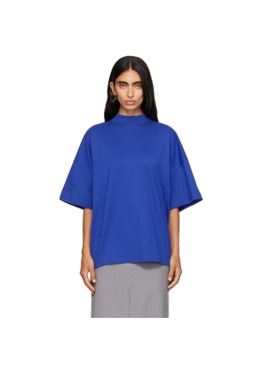 Jil Sander Blue Cotton Mock-Neck T-shirt