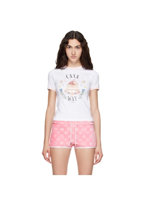 Casablanca White 'Casa Way' Ringer Short Sleeve T‐shirt