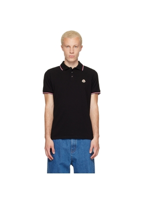 Moncler Black Tricolor-Trimmed Cotton Piquet Polo