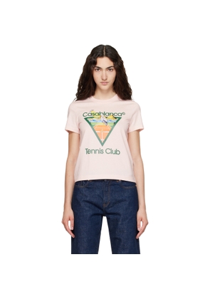 Casablanca Pink Tennis Club Icon Pyramid Abduction Fitted T‐shirt
