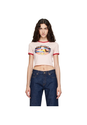 Casablanca Pink Pyramid Tourism Cropped Baby Short Sleeve T‐shirt