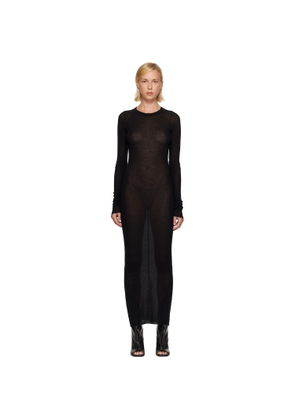 Rick Owens Black Tower Rib LS Midi Dress