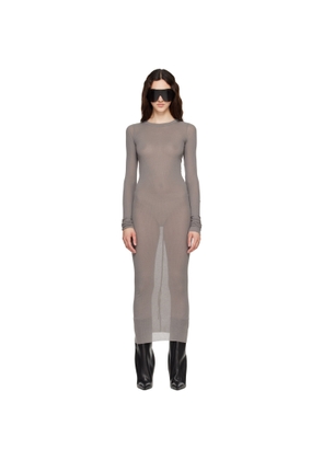 Rick Owens Taupe Tower Rib LS Midi Dress