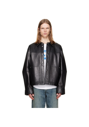 Helmut Lang Black Bonded Leather Jacket
