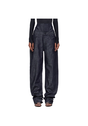 Mugler Blue High-Waisted Corset Jeans