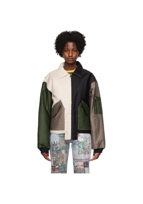 (di)vision Black & Off-White Colorblocked Bomber Jacket