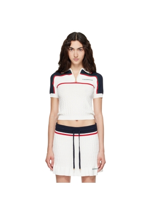 Casablanca Off-White & Navy Knit Tennis Short Sleeve Polo