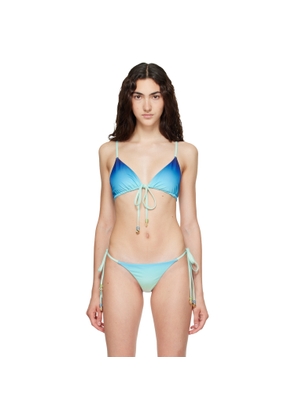 Casablanca Blue & Green Gradient String Beaded Bikini Top