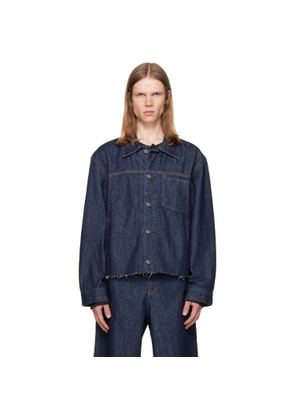 Helmut Lang Indigo Cropped Denim Trucker Jacket