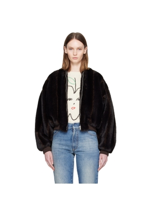 MM6 Maison Margiela Brown Faux-Fur Jacket