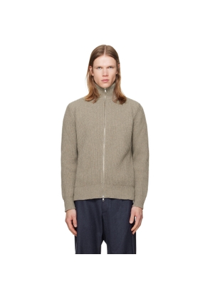 MM6 Maison Margiela Beige Ribbed Knit Sweater