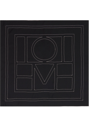 TOTEME Black Embroidered Monogram Silk Scarf