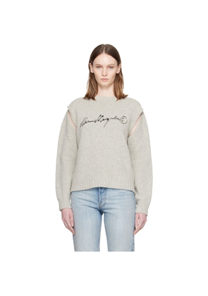 MM6 Maison Margiela Gray Handwritten Knit Sweater