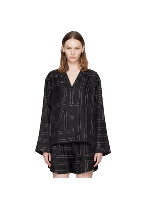 TOTEME Black Monogram Silk PJ Shirt
