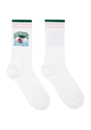 Casablanca White Palm Tree Emblem Socks