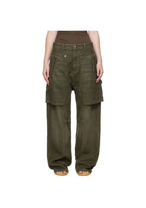 Andersson Bell Green Raptor Layered Wide-Leg Jeans