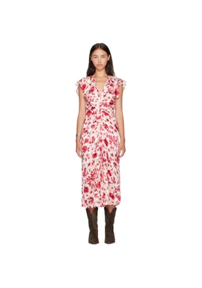 Isabel Marant Red & Beige Lyndsay Midi Dress