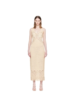 Rabanne Beige Handmade Crochet Midi Dress