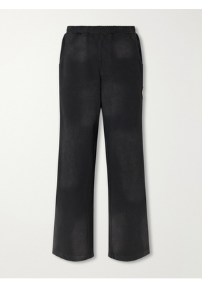 424 - Straight-Leg Distressed Striped Cotton-Jersey Sweatpants - Men - Black - S