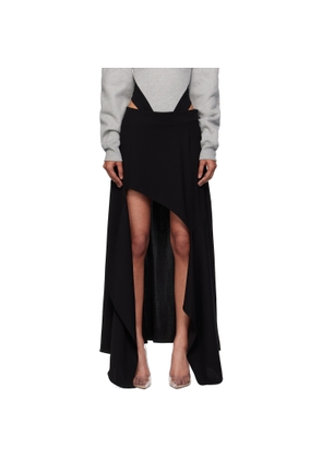 Mugler Black Asymmetrical Cascading Maxi Skirt