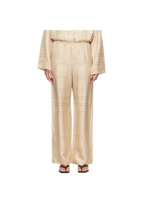 TOTEME Off-White Monogram Silk PJ Lounge Pants