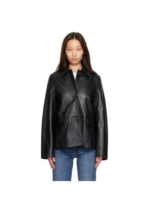 TOTEME Black Grained Leather Jacket