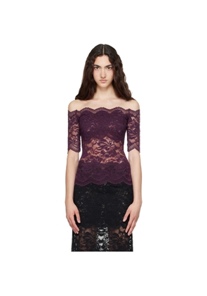 Rabanne Purple Short-Sleeve Layered Lace Top