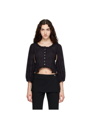 Sandy Liang Black Palisade Blouse