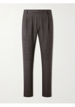 Mr P. - Straight-Leg Pleated Wool, Silk and Linen-Blend Suit Trousers - Men - Brown - 28