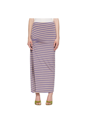 Rabanne Purple Striped Viscose Jersey Piercing Maxi Skirt