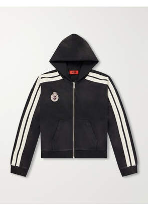 424 - Academy Logo-Appliquéd Cotton-Jersey Zip-Up Hoodie - Men - Black - S