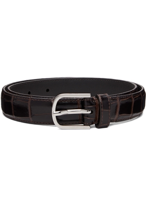 TOTEME Brown Slim Croco-Embossed Belt