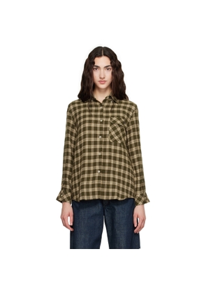 Wales Bonner Brown Brushed Overcheck Ritual Shirt
