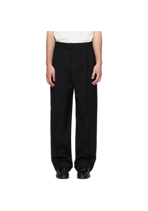 Bottega Veneta Black Wool Faille One Pleat Wide Leg Trousers