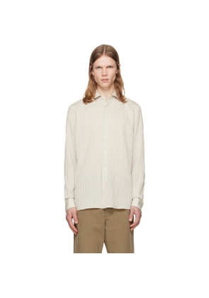 Hugo Beige Striped Seersucker Modern-Fit Shirt