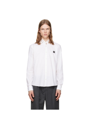 Hugo White Stretch-Cotton Canvas Slim-Fit Shirt