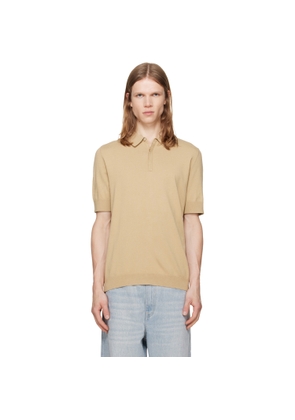 Hugo Beige Knit Covered-Placket Polo