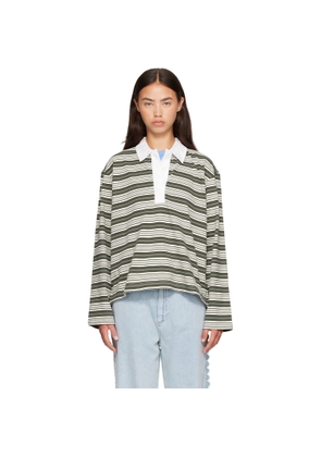 rag & bone Green Kelly Boxy Striped Long-Sleeve Polo