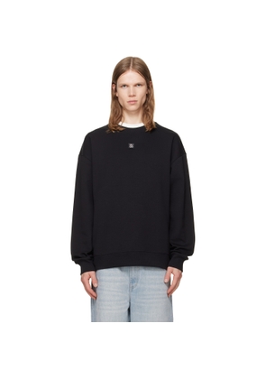 Hugo Black Stacked-Logo Badge Cotton-Blend Sweatshirt